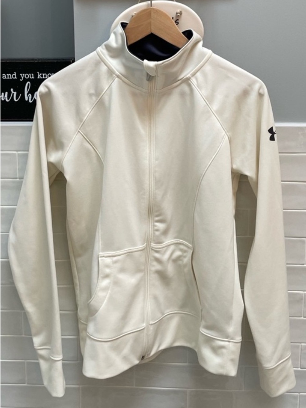 Under Armour White All Season Gear Zip Jacket Medium Athleisure Sporty